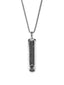 Silver pendant necklace with black stone studded bar and link chain