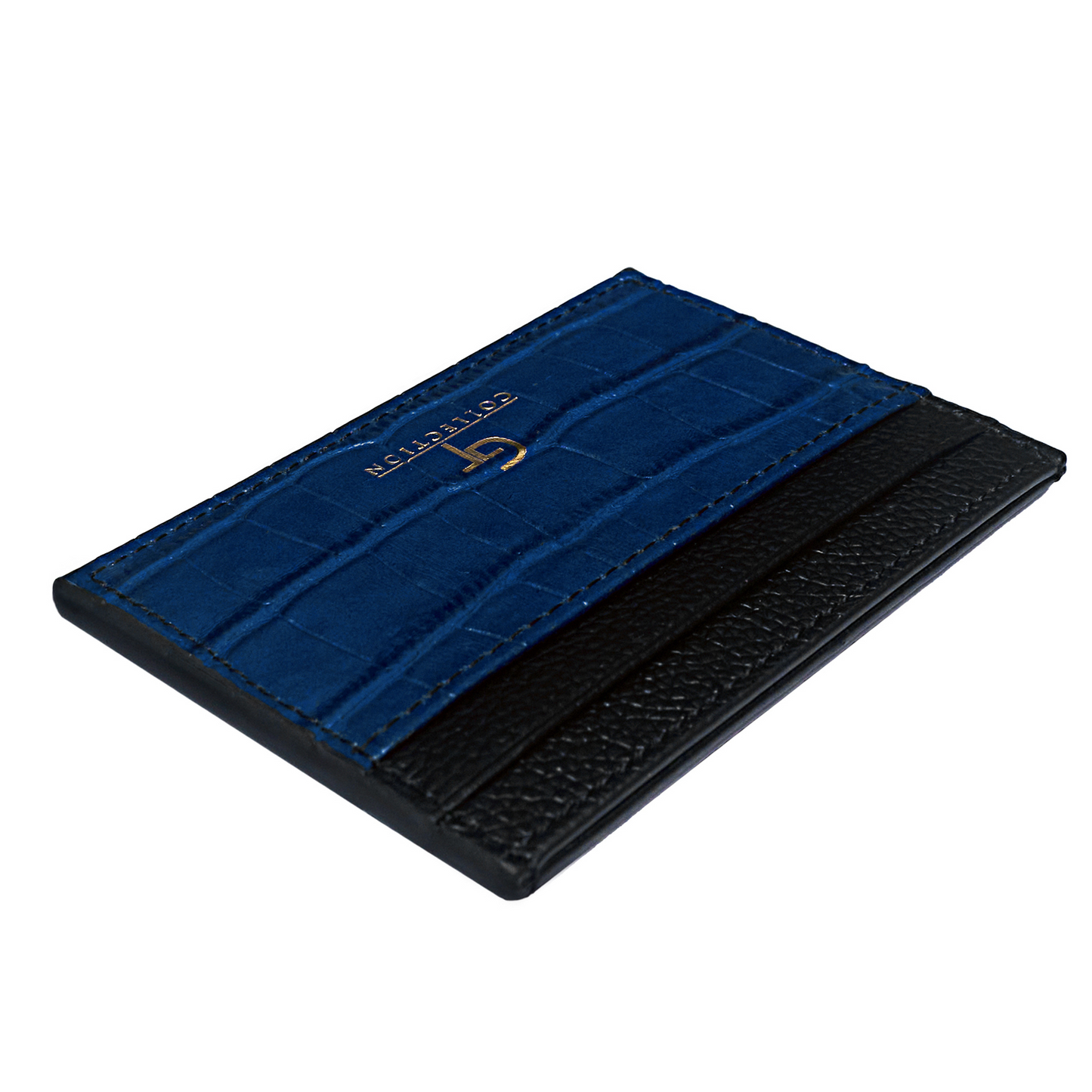 Men's Blue Leather WALLET + Free Leather CARD HOLDER - Gift Set
