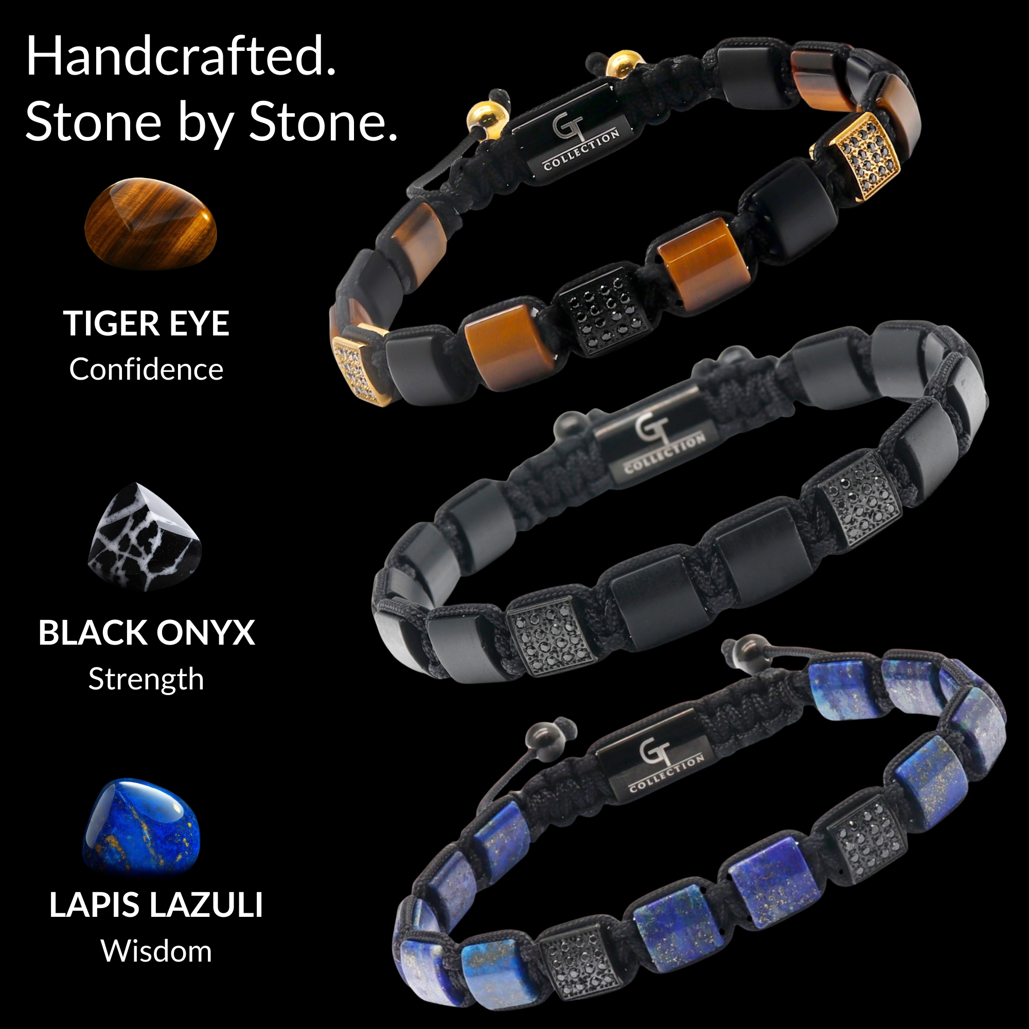 Flat Bead Bracelet Set for Men | Premium Natural Gemstone Jewelry