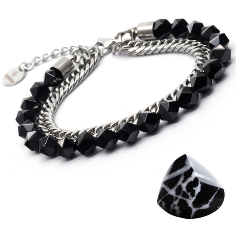 Bracelet à facettes NOIR ONYX pour hommes