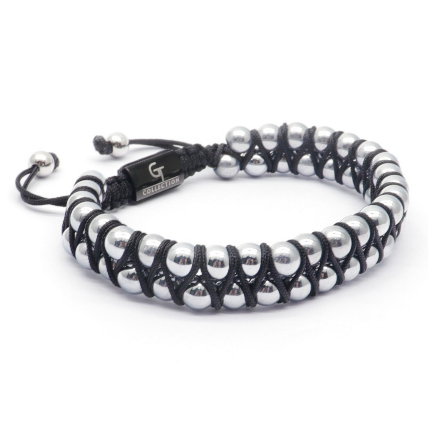 Men's HEMATITE Double Bead Bracelet