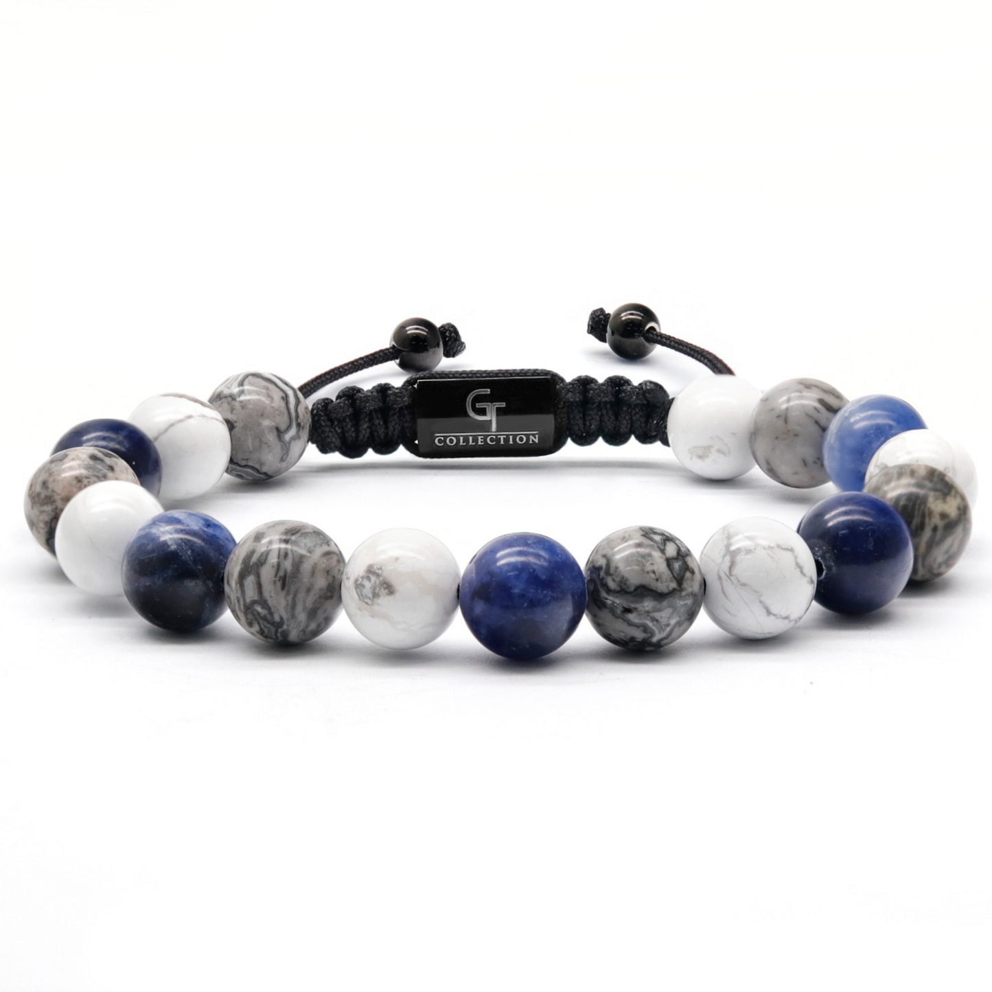 Sodalith-, Howlith- und Jaspis-Perlenarmband für Herren
