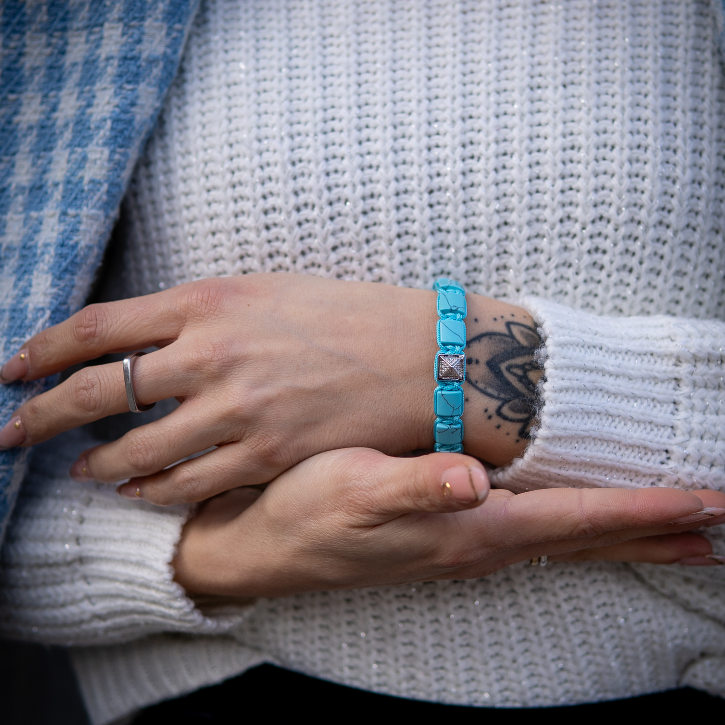 Bracelet femme perle plate TURQUOISE