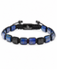 Adjustable blue and black bead bracelet with square lapis-like segments and black knots