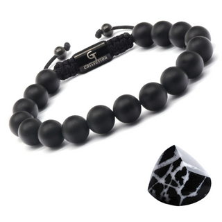 Bracelet homme en perles d'onyx noir
