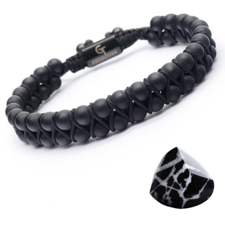 Bracelet homme double perle ONYX NOIR