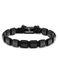Black bead bracelet with braided rope, square links, and engraved "G COLLECTION" plate