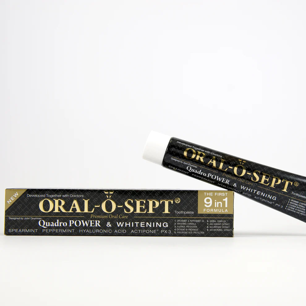 ORAL-O-SEPT Premium Toothpaste Quadro POWER & WHITENING (Pack of 3+1 GRATIS)