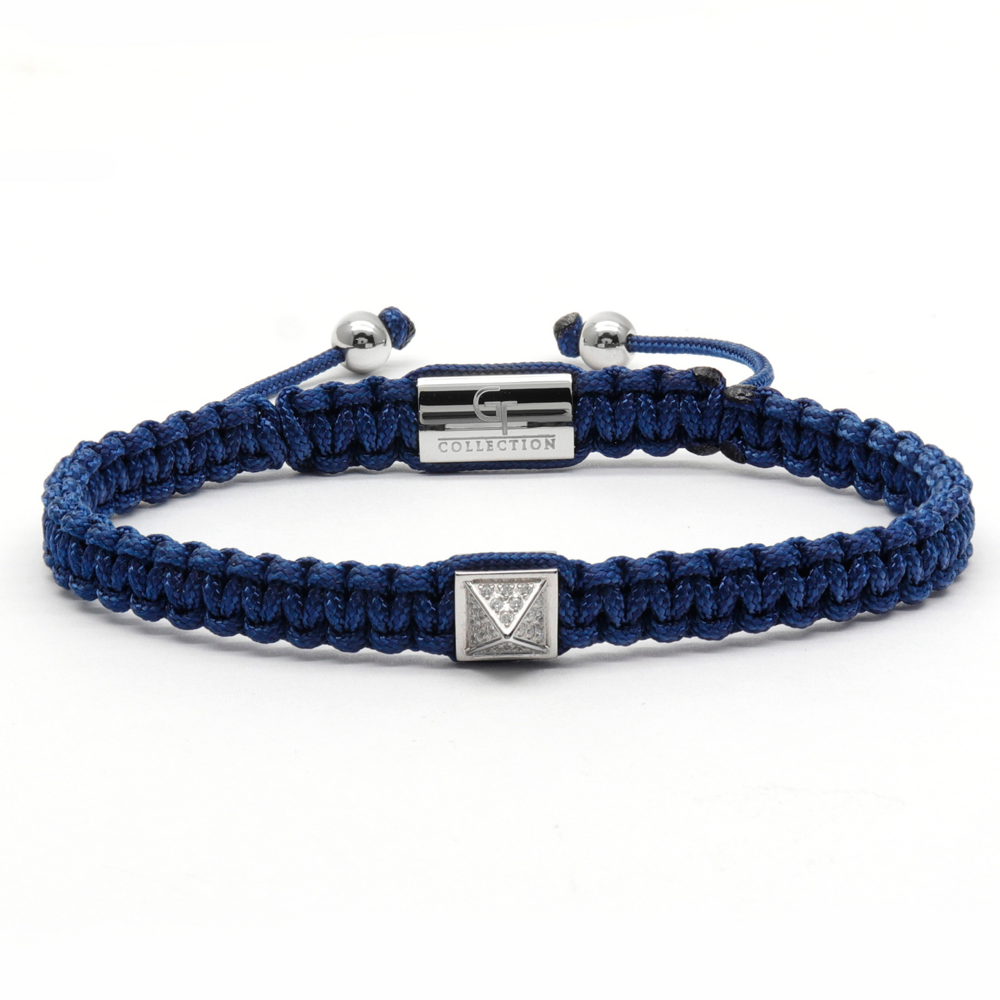 Bracelet Bleu Homme - Pyramide Argent avec Diamant Zircon