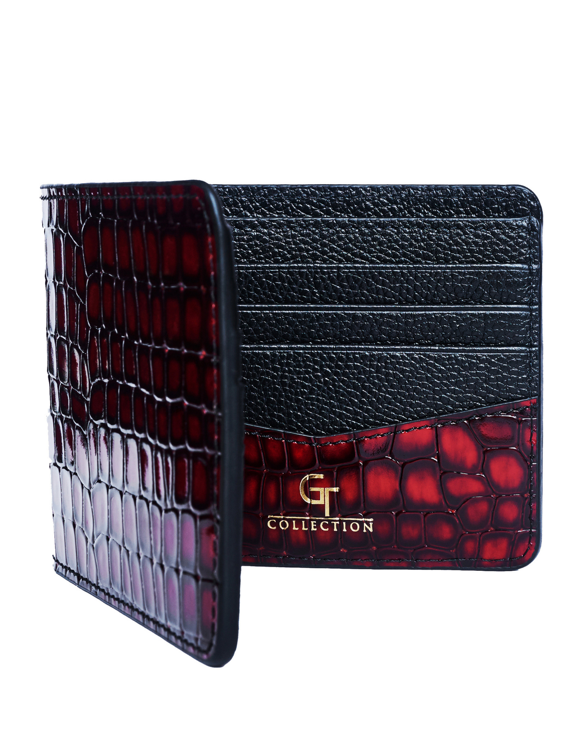 Red Croc-Embossed Leather Wallet