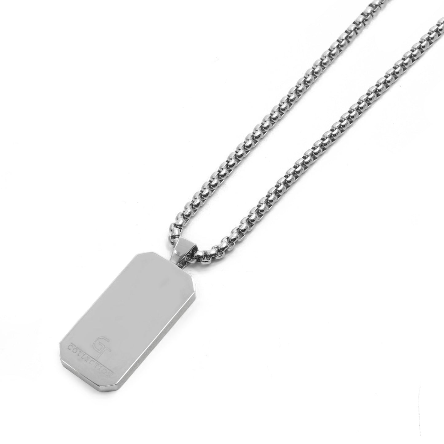 Necklaces - Silver Necklace With Rectangle Howlite Pendant