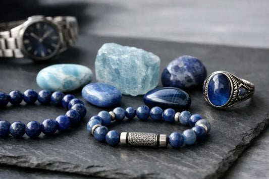 Natural Blue Semi Precious Stones for Men