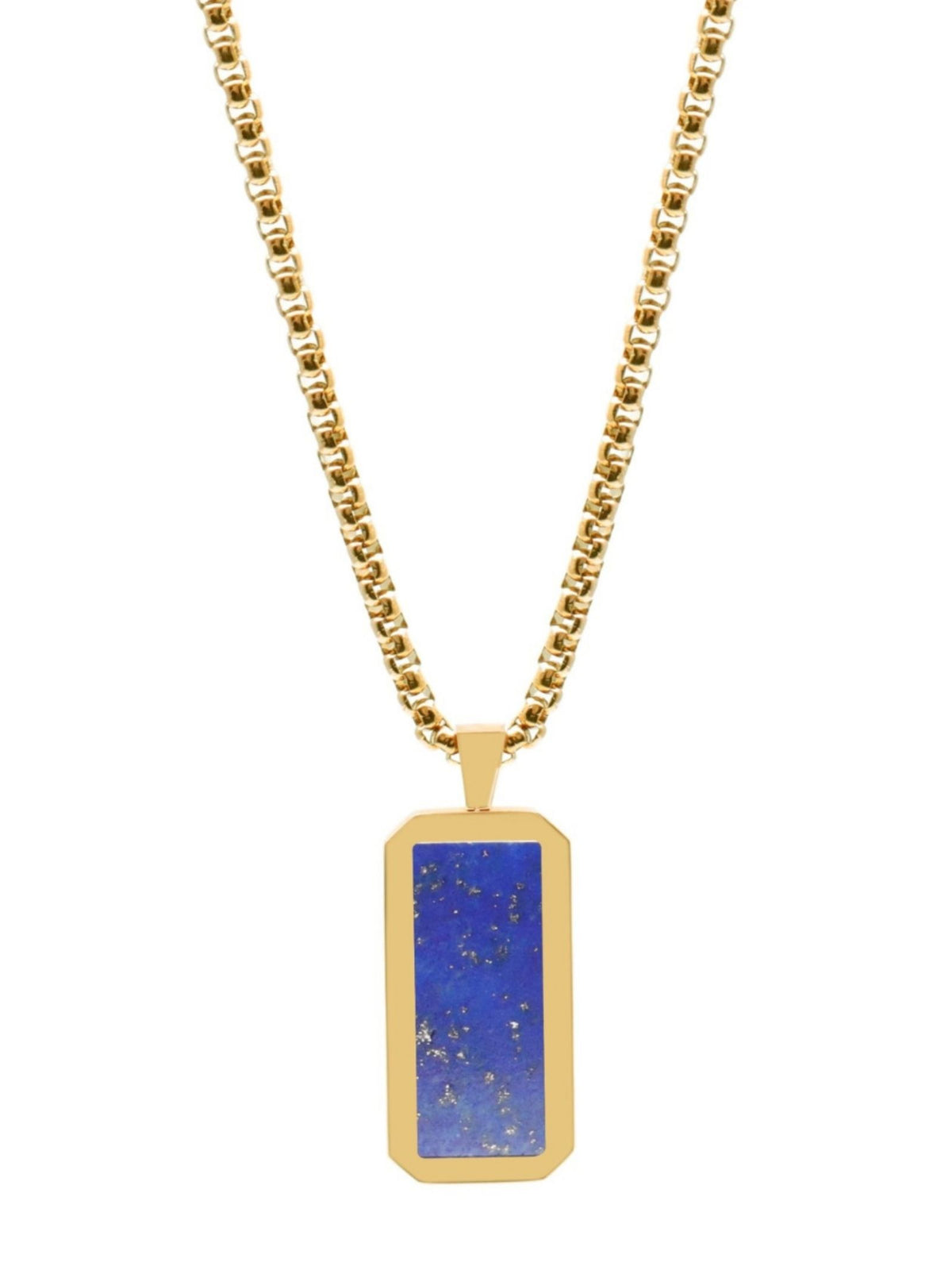 Gold chain necklace featuring a blue rectangle lapis pendant Hauptbild