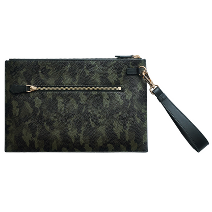 Herren-Lederhandtasche – Grünes Camouflage mit goldenen Details