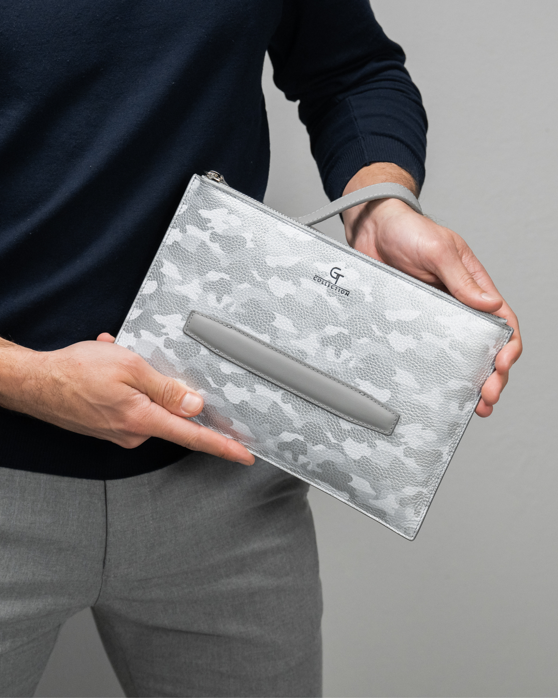 White Camouflage Leather Pouch – Silver Details Secondary image