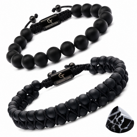 2-delige set Black Onyx armbanden – De Kracht Set