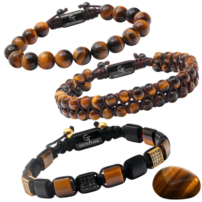 3 PIECE SET - TIGER EYE Bracelets - The Confidence Set