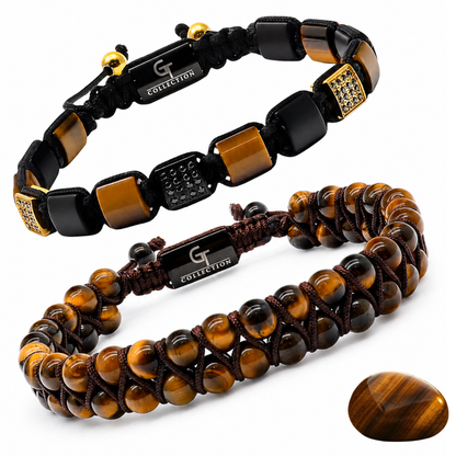 2 PIECE SET - TIGER EYE Bracelets - The Confidence Set