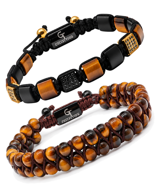 2-TEILIGES SET – TIGERAUGE-Armbänder – Das Selbstvertrauen-Set