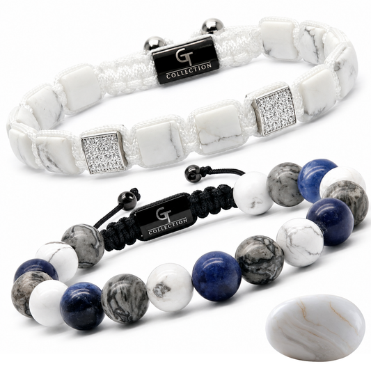 2-teiliges Set – SODALIT-Einzelperlen- und Flachperlen-Armband