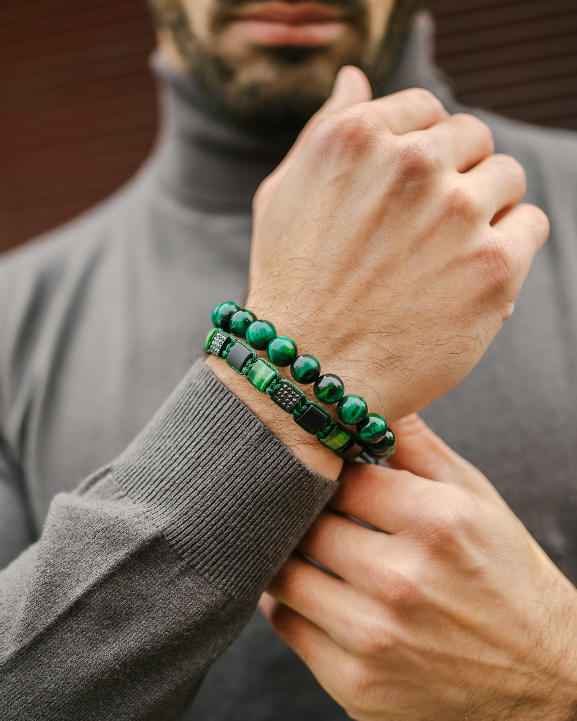 Balance Stack – Green Tiger Eye Bracelets Secondary image