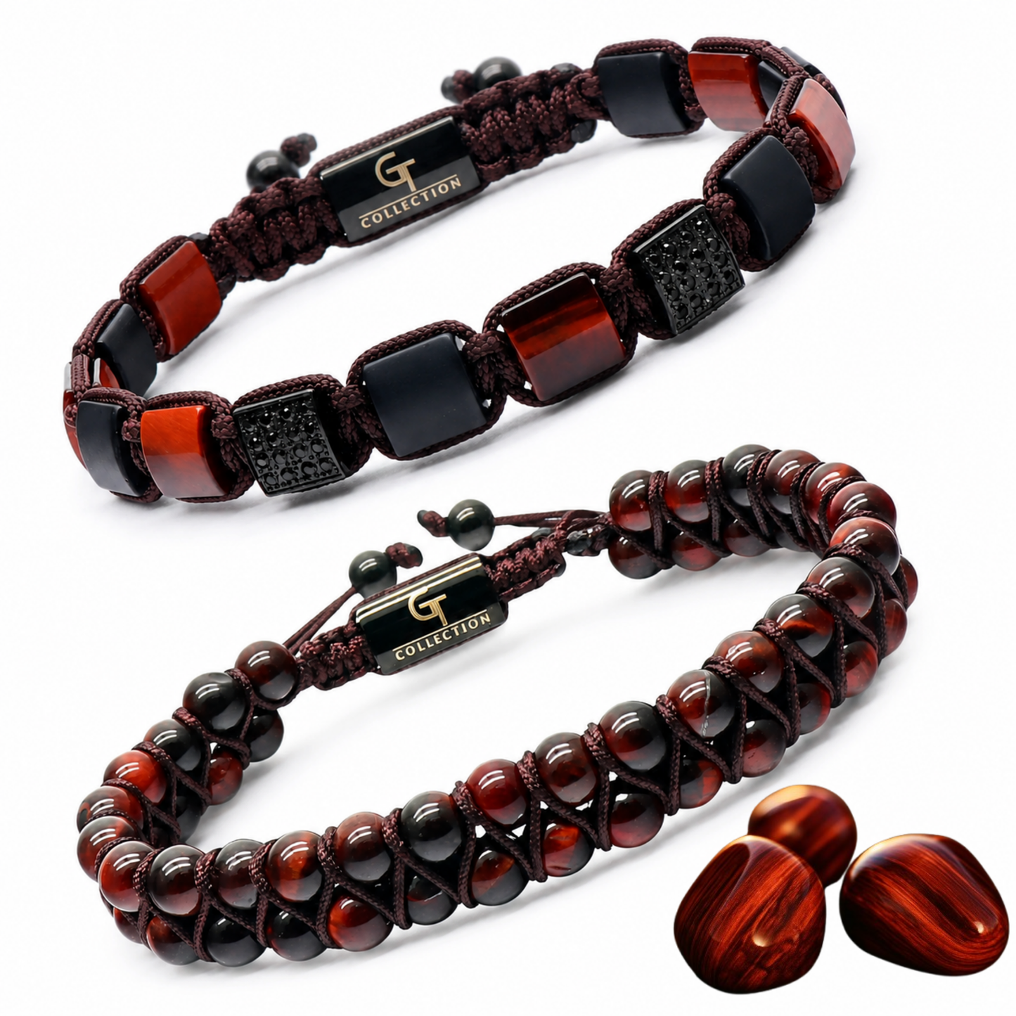 2 PIECE SET - RED TIGER EYE Bracelets - The Motivation Set