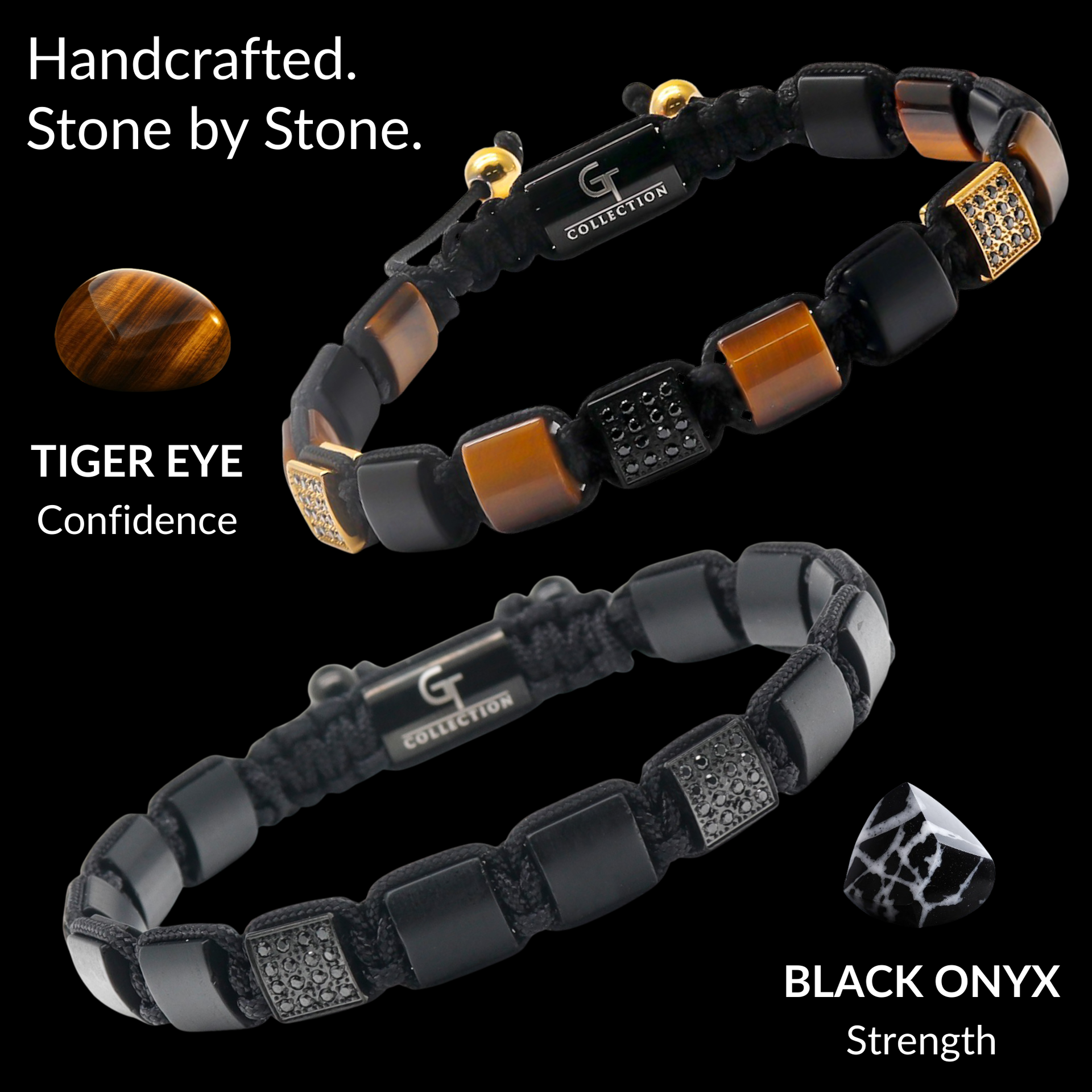 Flat Bead Bracelet Set for Men | Premium Natural Gemstone Jewelry