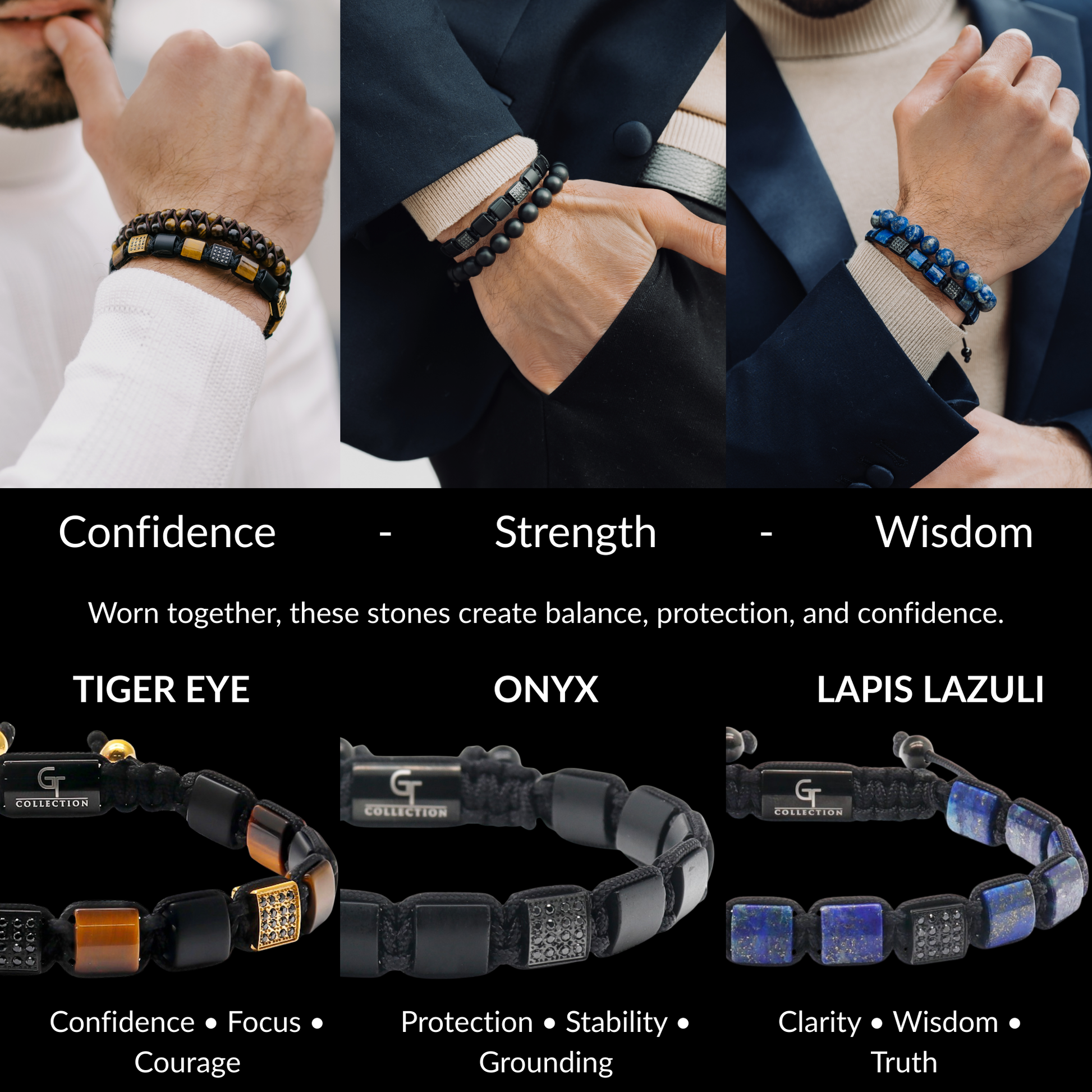 Flat Bead Bracelet Set for Men | Premium Natural Gemstone Jewelry Flat Bead Bracelet Set for Men | Premium Natural Gemstone Jewelry