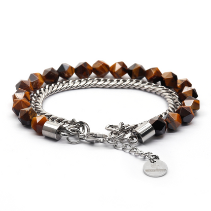 Facettiertes TIGERAUGE-Armband für Herren