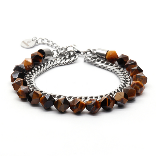 Bransoletka męska TIGER EYE Faceted