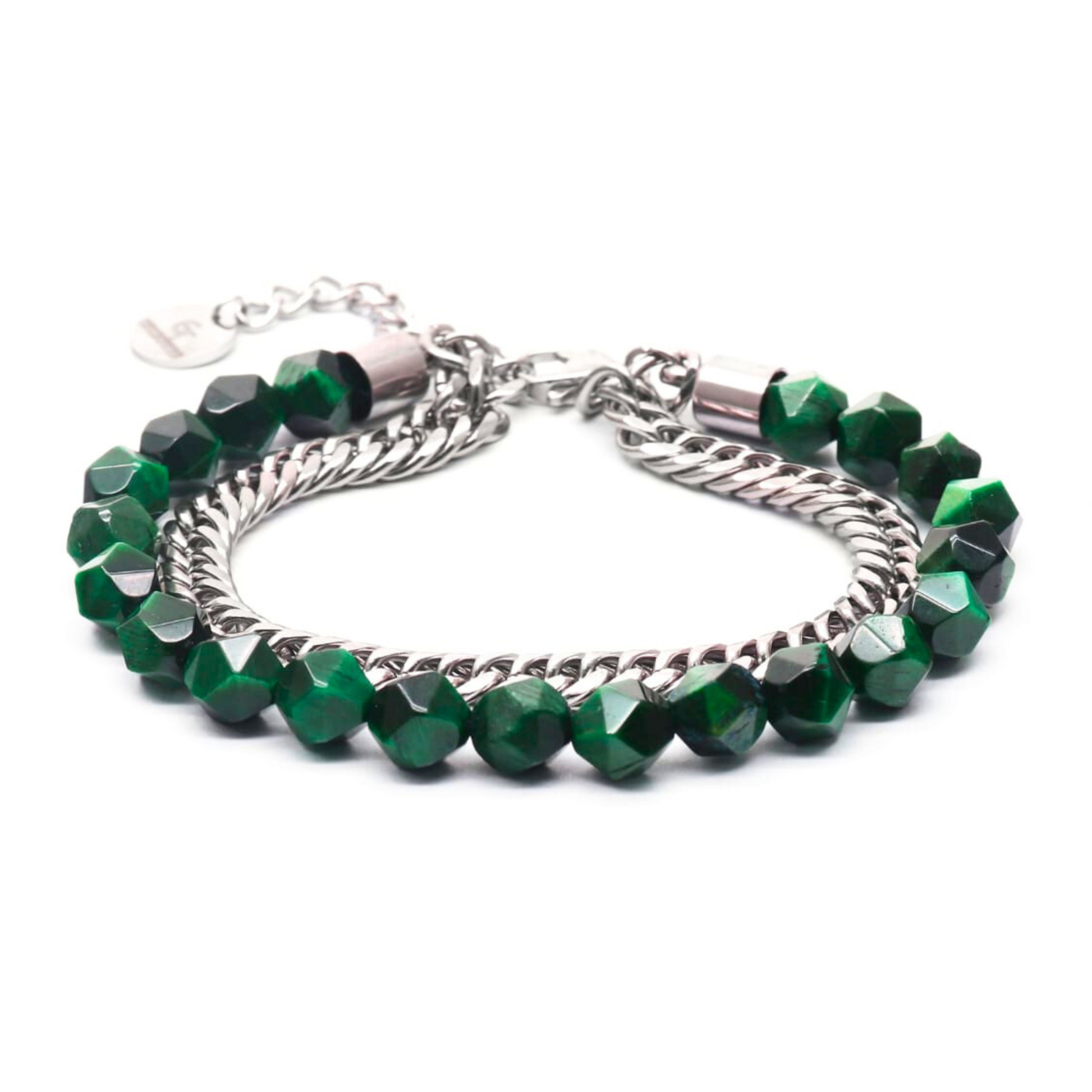 GREEN TIGER EYE Faceted Bead Bracelet | Green Gemstone Bead GREEN TIGER EYE Faceted Bead Bracelet | Green Gemstone Bead