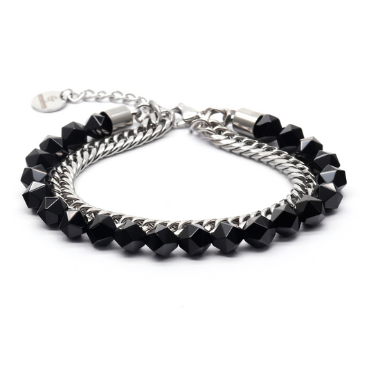 Pulsera facetada de ÓNIX NEGRO para hombre