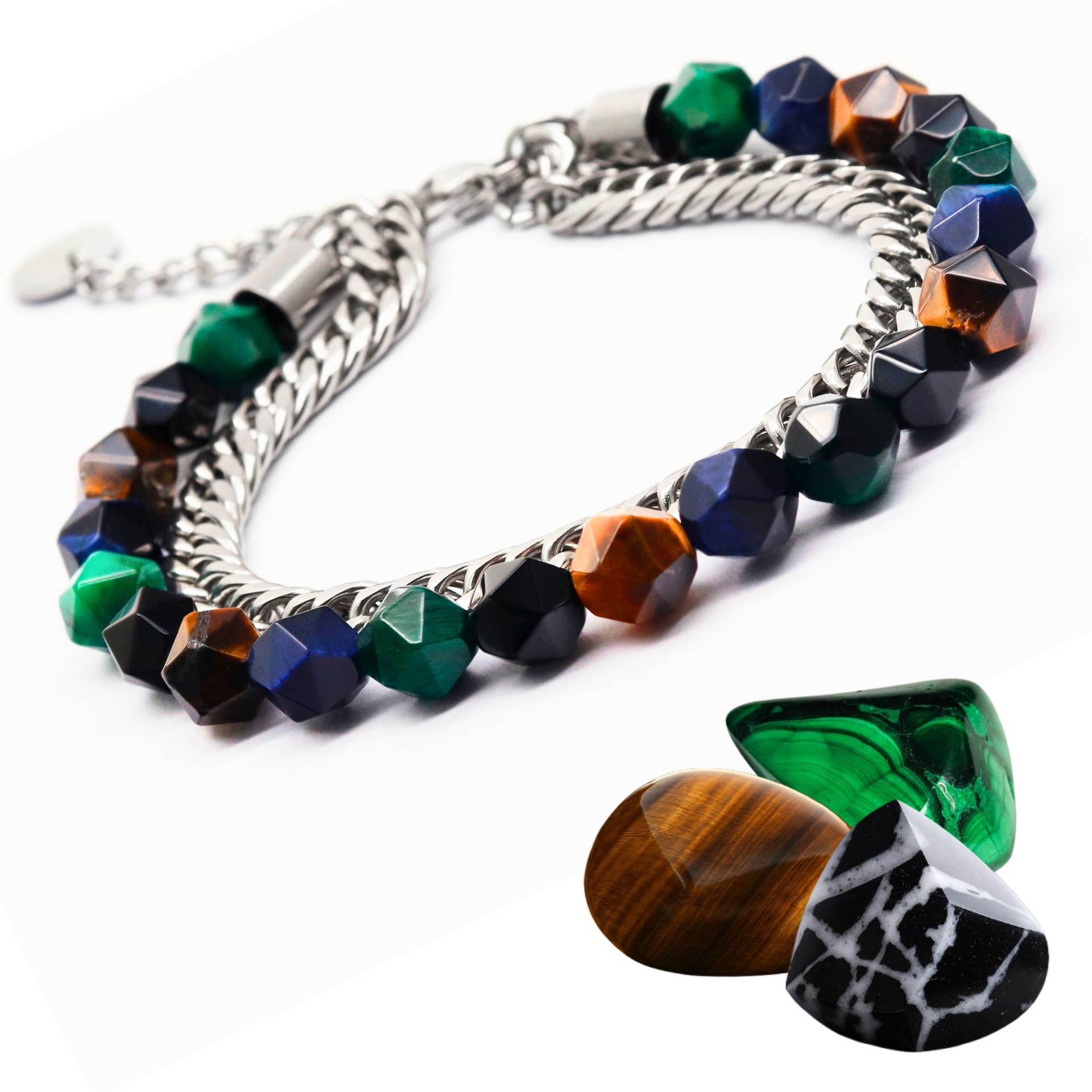 MIXED TIGER EYE Faceted-Bead Bracelet For Men | Men's Bead