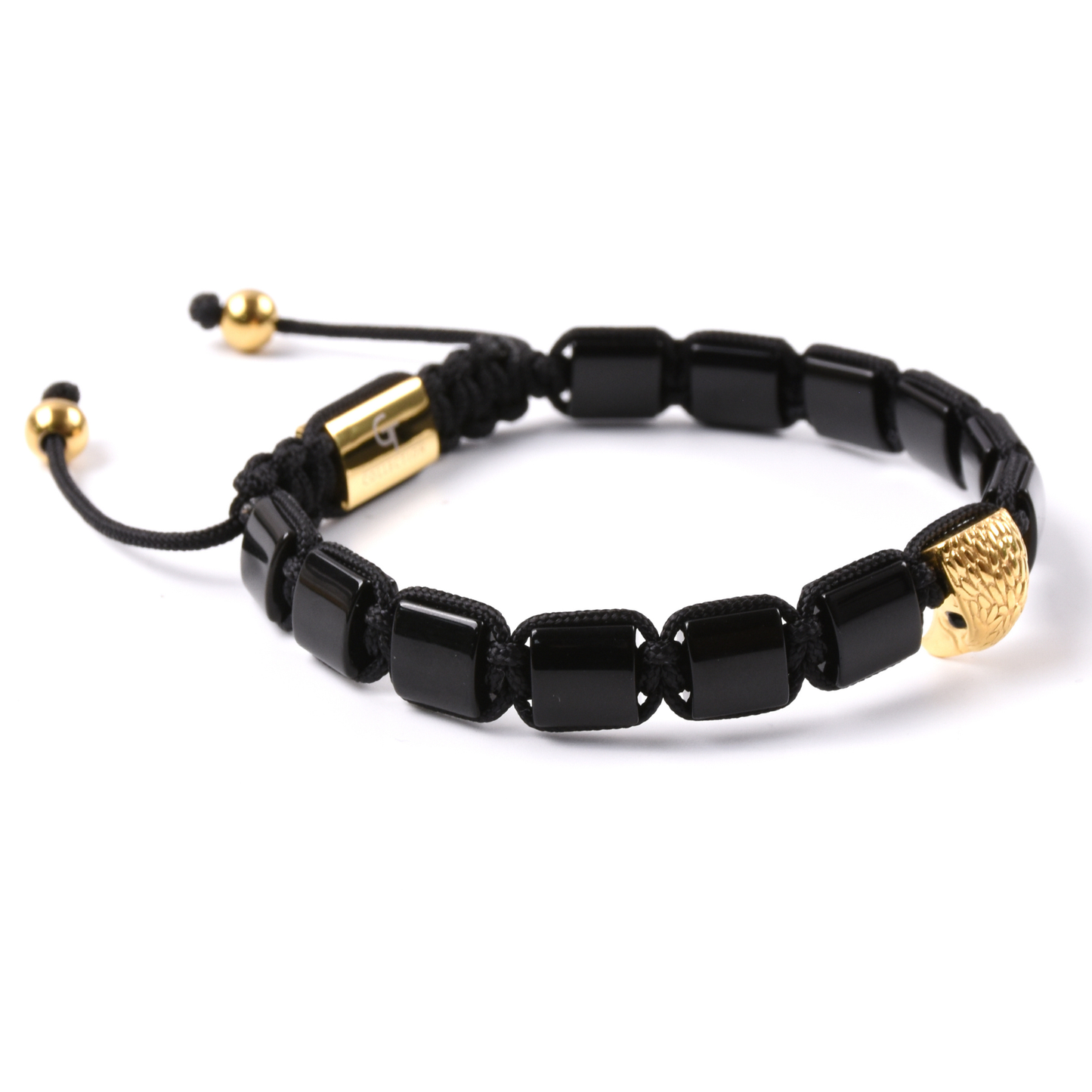 Heren AMERICAN EAGLE armband met rode tijgeroog, onyx steen