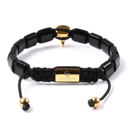 Heren AMERICAN EAGLE armband met rode tijgeroog, onyx steen
