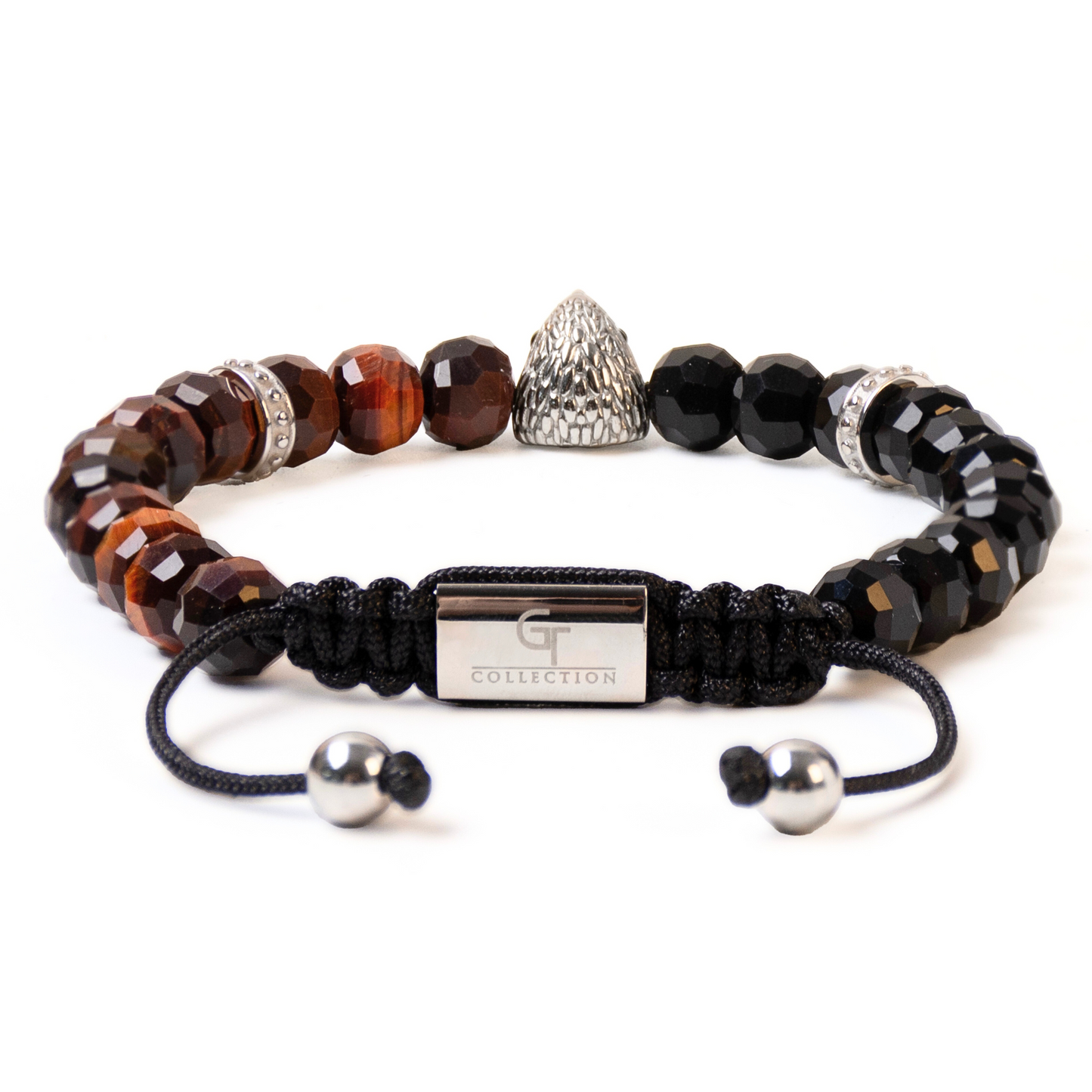 Pulsera de ÁGUILA AMERICANA para hombre con OJO DE TIGRE ROJO, piedra ÓNIX