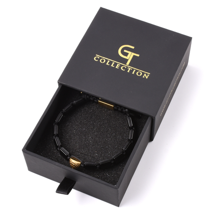 Heren AMERICAN EAGLE armband met rode tijgeroog, onyx steen