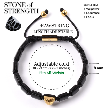 Heren AMERICAN EAGLE armband met rode tijgeroog, onyx steen