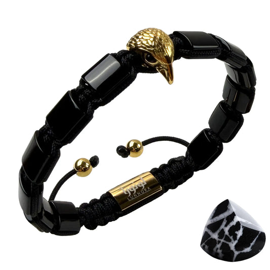 Heren AMERICAN EAGLE armband met rode tijgeroog, onyx steen