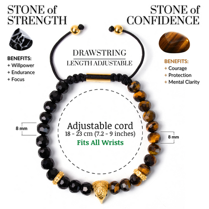 Pulsera de ÁGUILA AMERICANA para hombre con OJO DE TIGRE y piedra ÓNIX