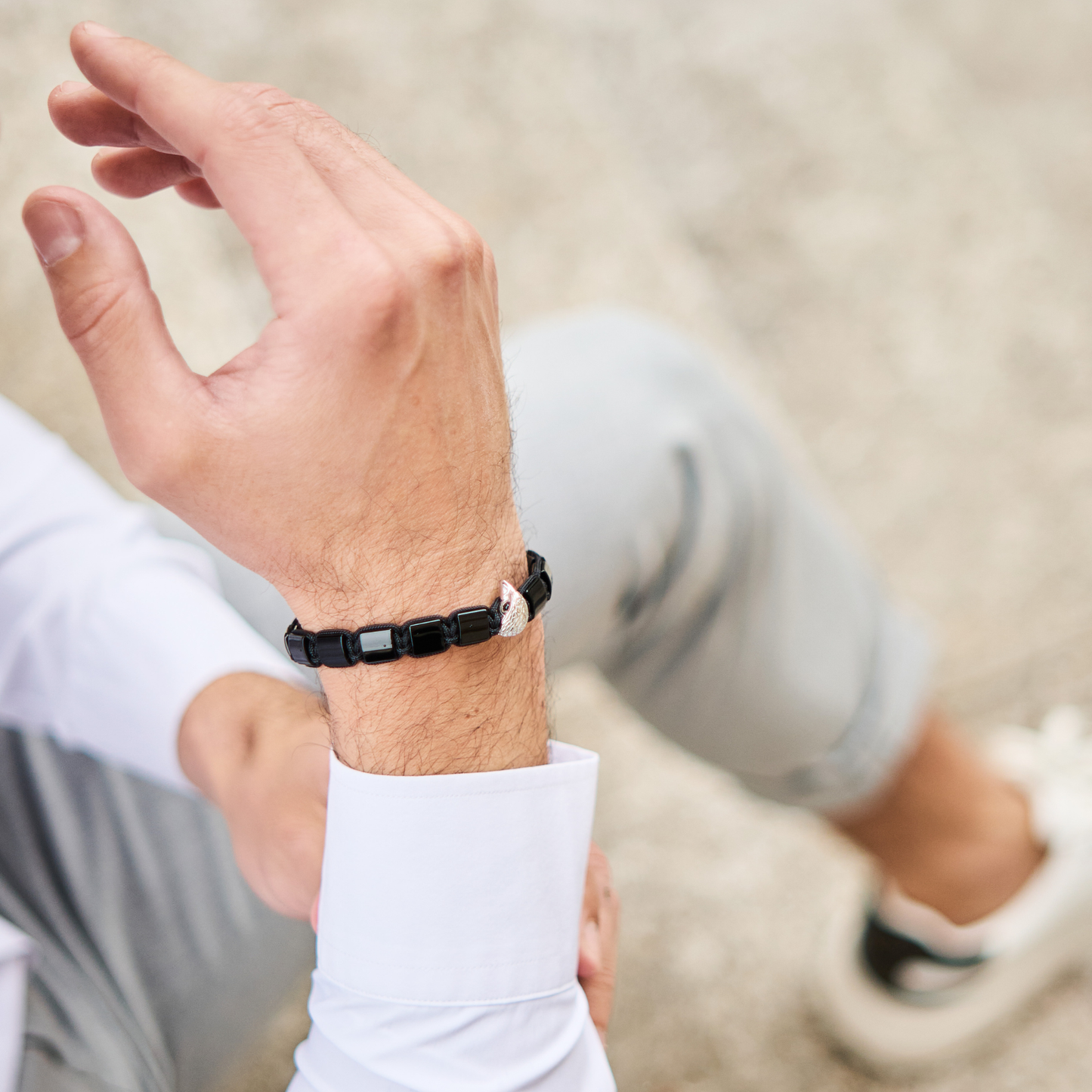 Pulsera de ÁGUILA AMERICANA para hombre con OJO DE TIGRE y piedra ÓNIX