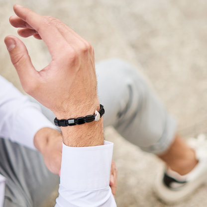 Pulsera de ÁGUILA AMERICANA para hombre con OJO DE TIGRE y piedra ÓNIX