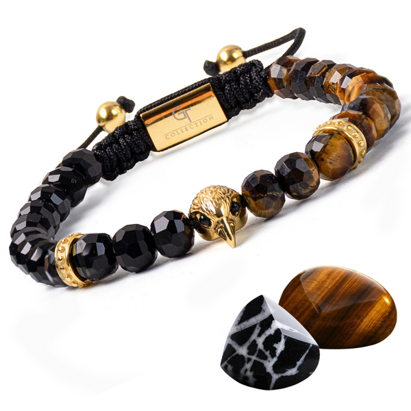 Men's AMERICAN EAGLE Bracelet with TIGER EYE, ONYX Stone – GT
