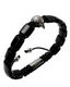 Black bracelet with silver-toned eagle head connector and adjustable cord