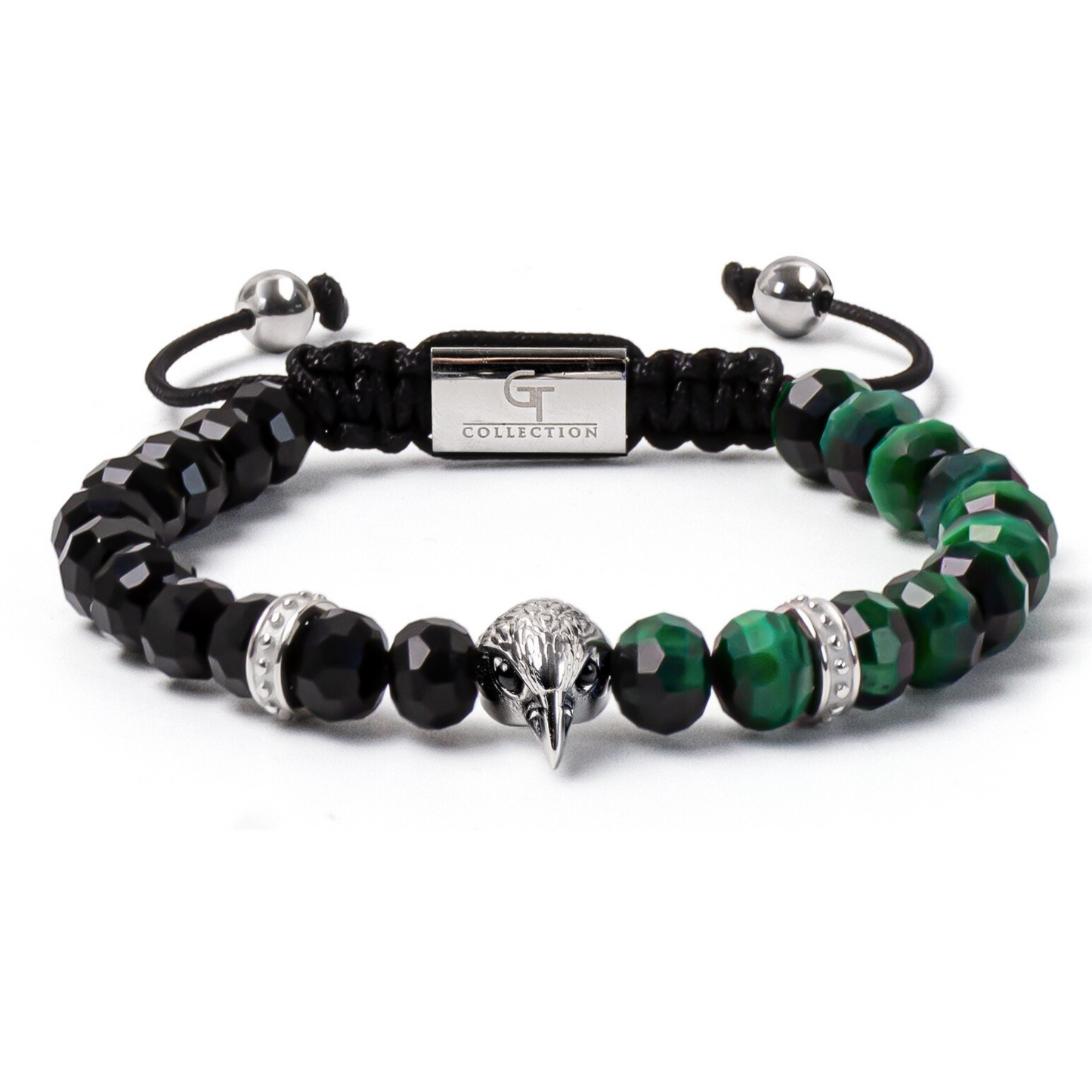 Bracciale AMERICAN EAGLE da uomo con pietra OCCHIO DI TIGRE VERDE, ONICE