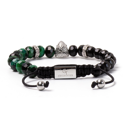 Bracciale AMERICAN EAGLE da uomo con pietra OCCHIO DI TIGRE VERDE, ONICE