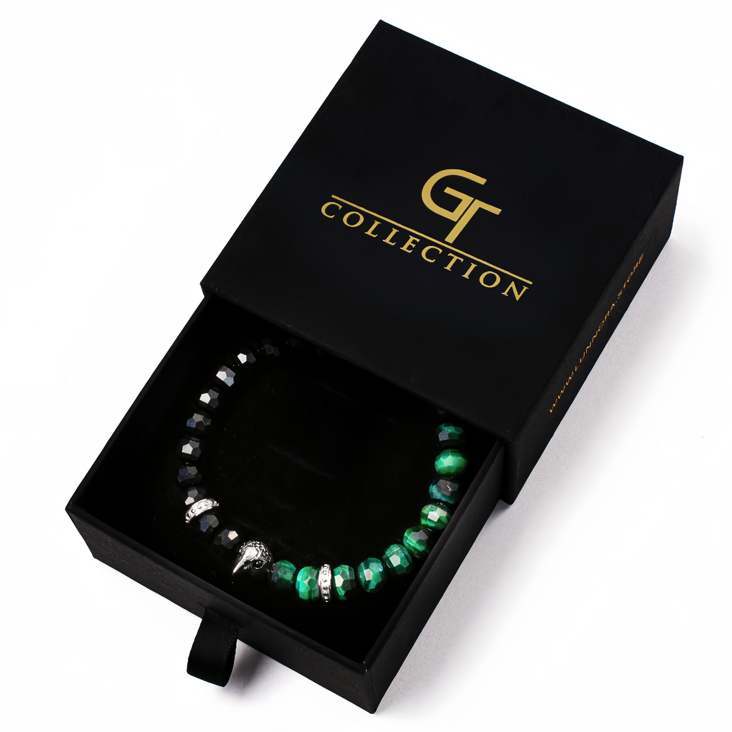 Bracciale AMERICAN EAGLE da uomo con pietra OCCHIO DI TIGRE VERDE, ONICE