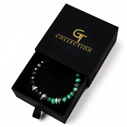 Bracciale AMERICAN EAGLE da uomo con pietra OCCHIO DI TIGRE VERDE, ONICE