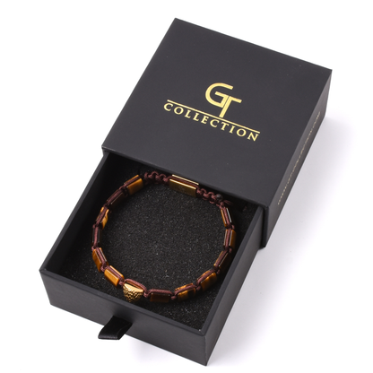 Pulsera de ÁGUILA AMERICANA para hombre con OJO DE TIGRE VERDE y piedra ÓNIX