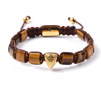 Pulsera de ÁGUILA AMERICANA para hombre con OJO DE TIGRE VERDE y piedra ÓNIX